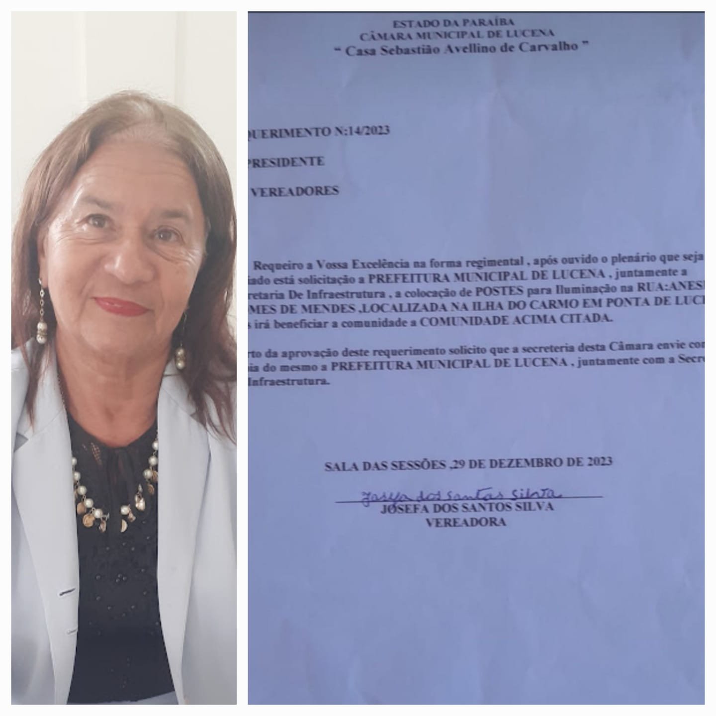 Vereadora Lica Pede Postes De Iluminação Pública Para Rua Na Ilha Do Carmo, Em Ponta De Lucena